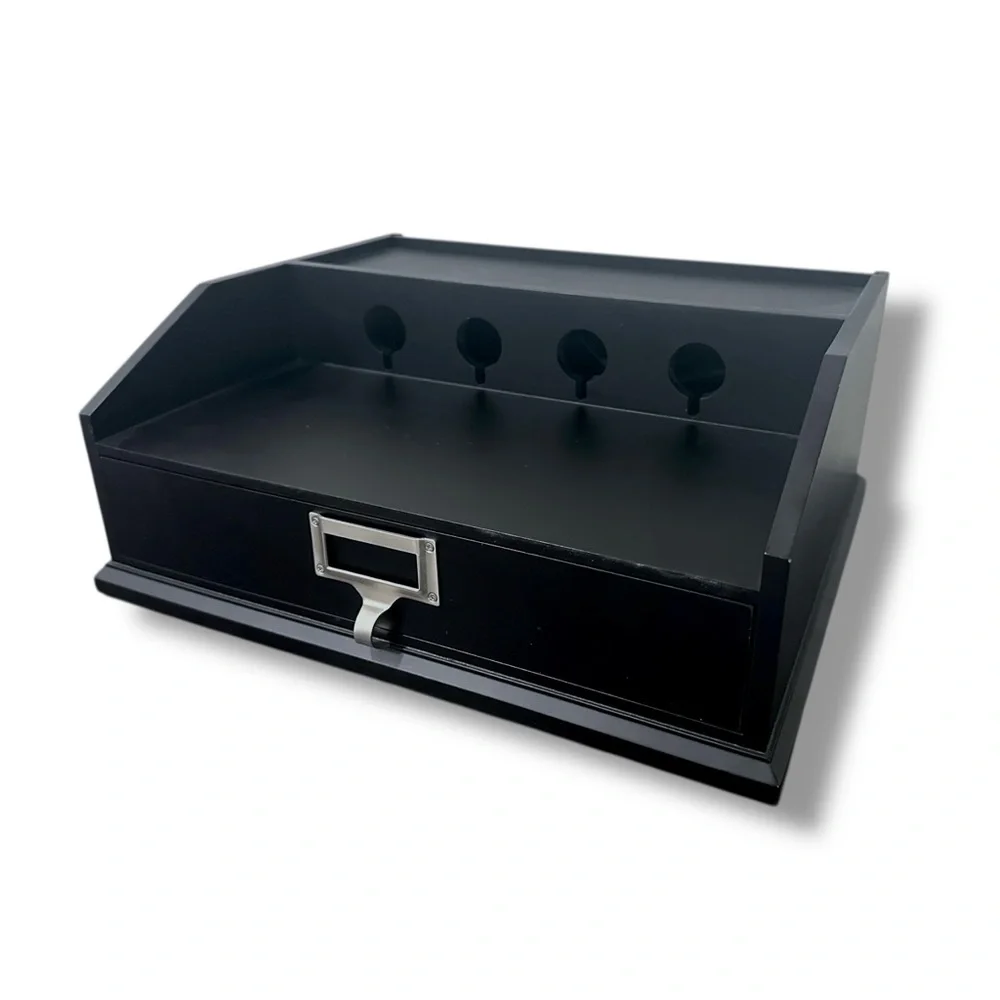 Pottery Barn Black Cable Management Charging Station Desk Stationery Organizer